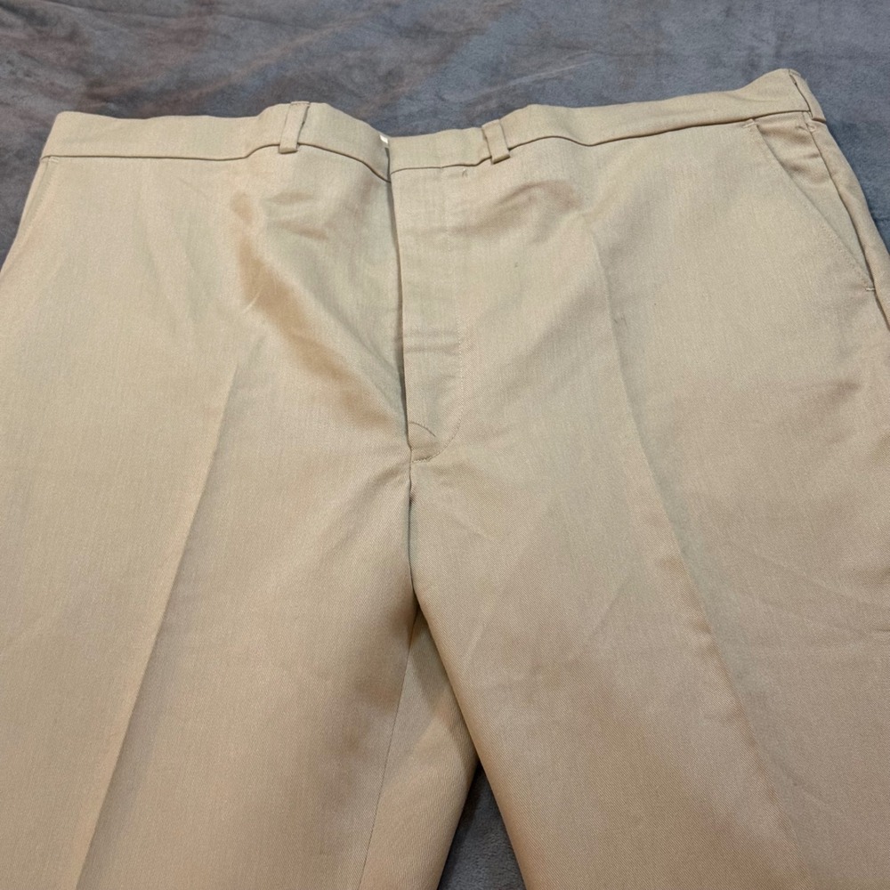 PERMA PREST Full Fit Khaki Twill‎ Dress Pants Mens W42 L30 Pleated